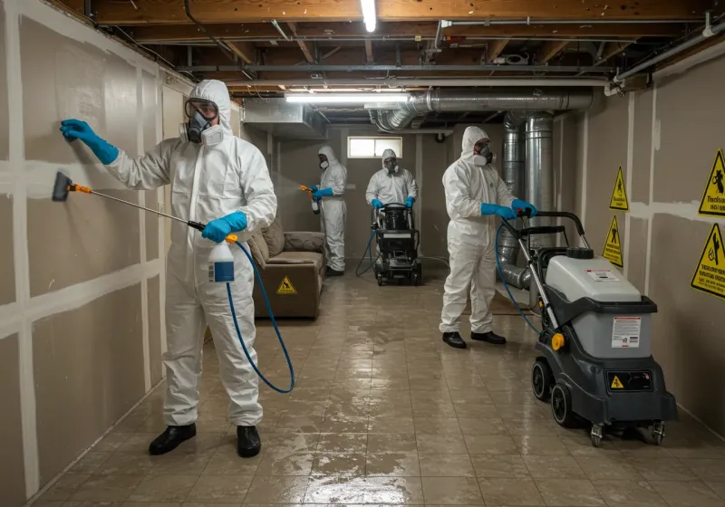 Basement Moisture Removal and Structural Drying process in Newark, NY